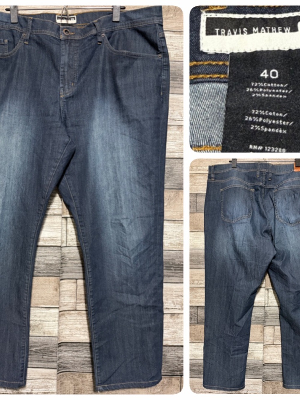 Travis Mathew Lightweight Jeans Men’s 40 Blue Denim (Hemmed 27 Inseam)